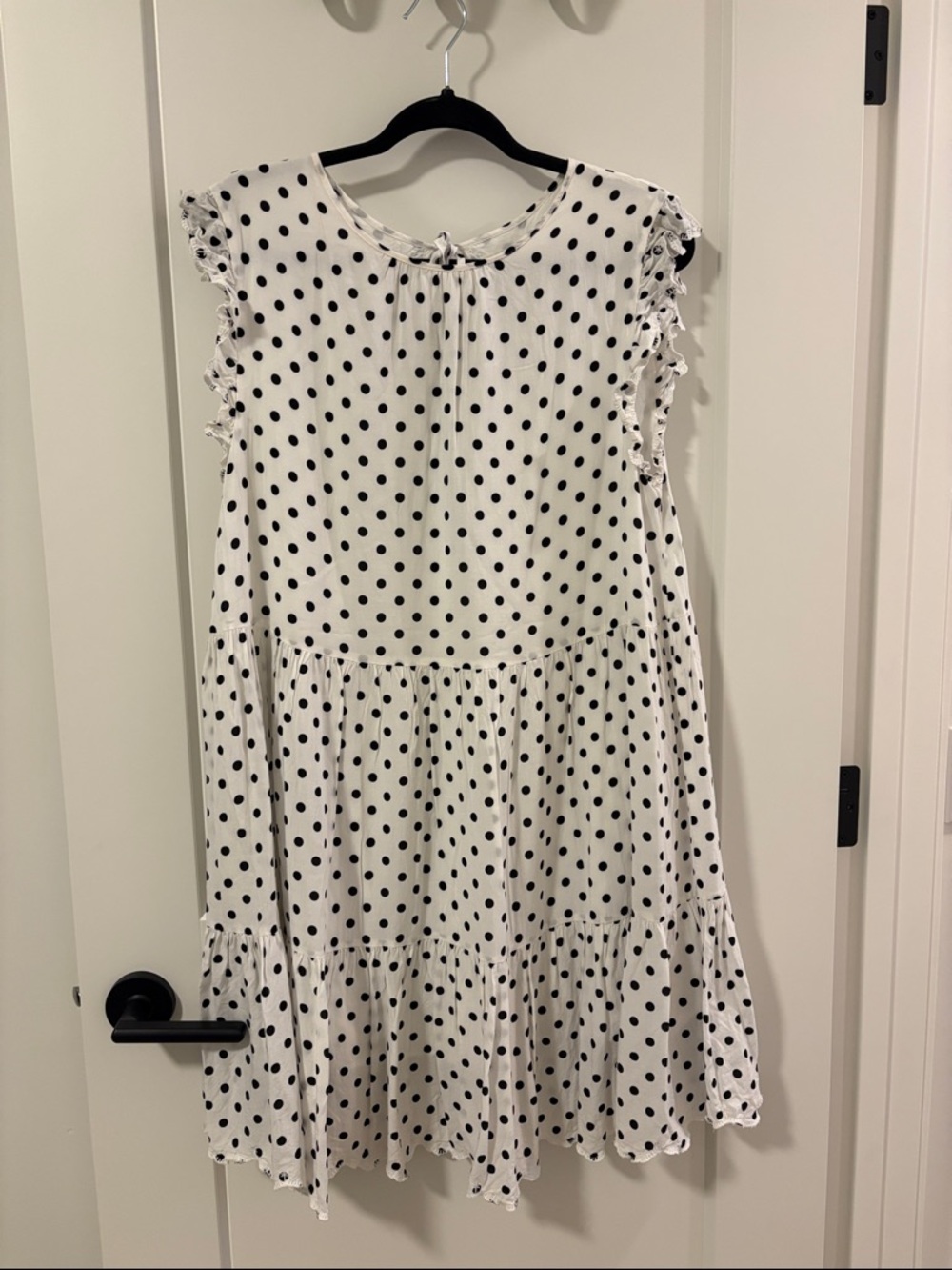 Jackson Rowe Black Polka Dot White Tiered Ruffle Dress